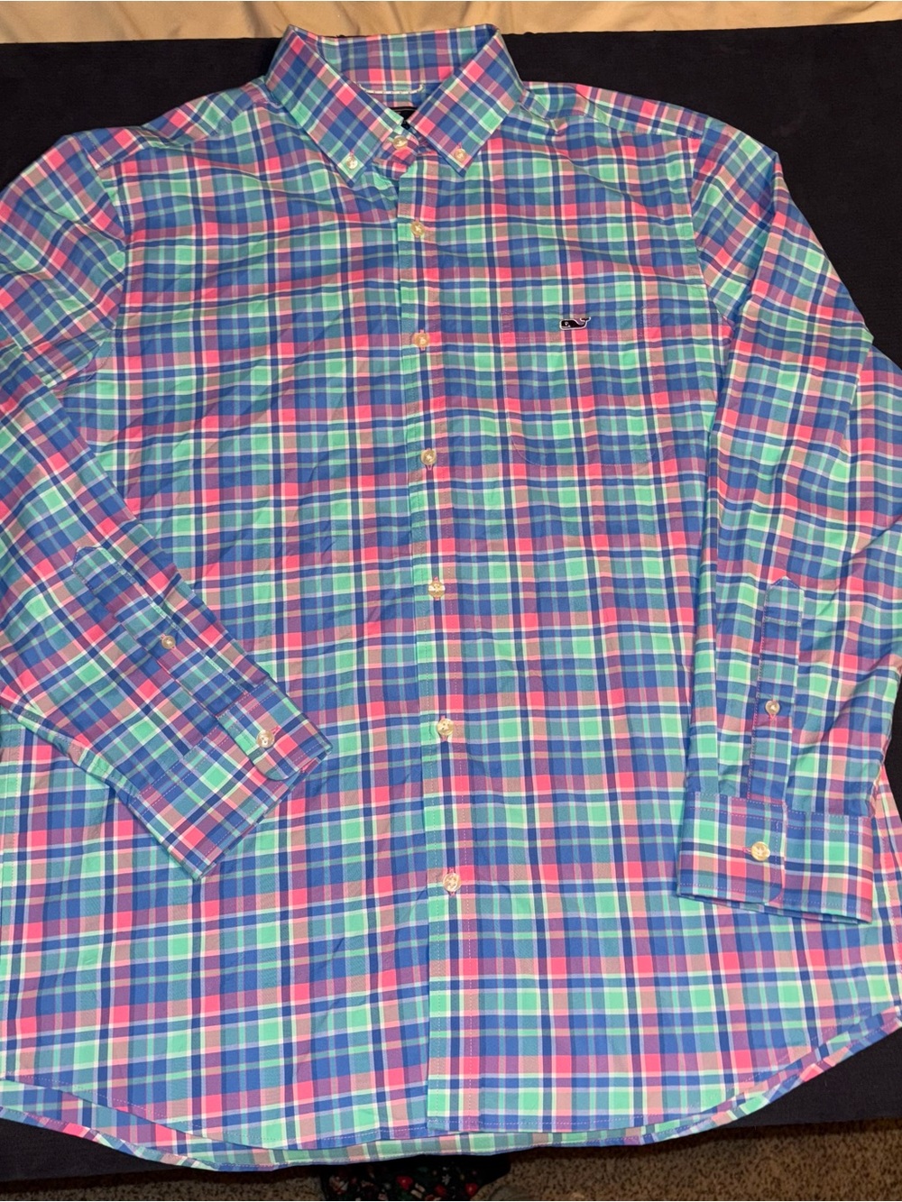 Vineyard Vines Plaid Button-Down Shirt in Blue, Pink & Green